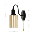 Nordic Retro Amber Glass Wall Lamp Bedside Aisle Lamps Simple Modern with Cable Switch Staircase Lights – angled view