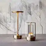 Modern USB table lamp with charging port on a wooden desk