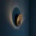 Italian Catellani&Smith Luna W foyer hallway living room bedroom circular gold foil wall lamp – close-up detail