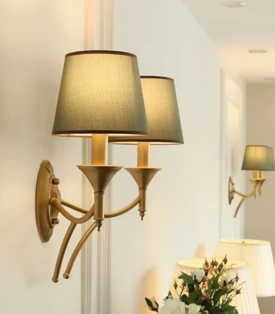 New American Wall Lamp Bedroom Bedside Wall Lamp Living Room Simple Country Wrought Iron Staircase Corridor Lamps