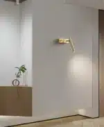 Minimalist Copper Wall Lamp With Rotatable Switch Wall Light Living Room Bedroom Eye Reading Lamp – angled view