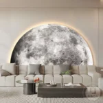 Moon wall lamp 3D sandstone semi-circle wall art for bedroom headboard