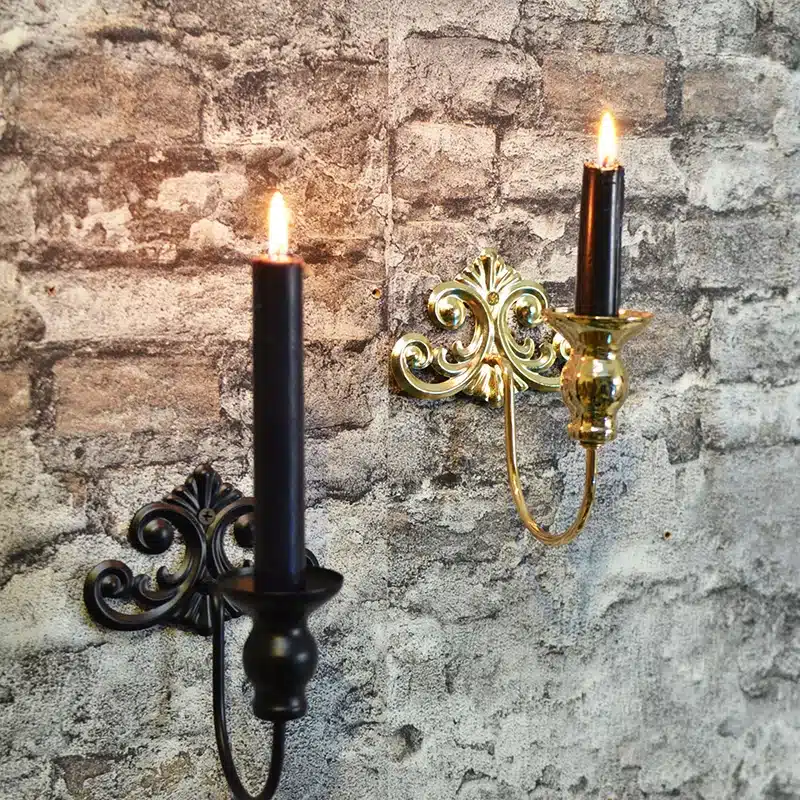 PEANDIM Wall Hanging Candlestick Wall Lamp Scented Candle Decoration Gold Black Candle Holder Home Bar Outdoor Candle Lantern