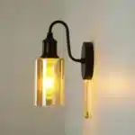 Nordic Retro Amber Glass Wall Lamp Bedside Aisle Lamps Simple Modern with Cable Switch Staircase Lights