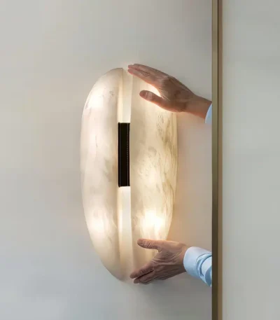 Italian Luxury Marble Wall Sconce Marble Copper Designer Wall Lamp for Villa Hotel Corridor Bedroom Background Aisle Wall