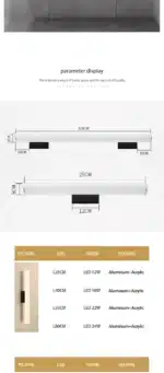 Wall Lamps Bathroom Led Mirror Light Waterproof 12W 16W 22W AC85-265V LED Tube Modern Wall Lamp Bathroom Lighting – side view
