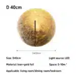 Italian Catellani&Smith Luna W foyer hallway living room bedroom circular gold foil wall lamp – close-up detail