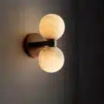 Modern Double Ball Marble Villa Attic Wall Lamp Copper TV wall in the living room lighting Bedroom corridor light – side view