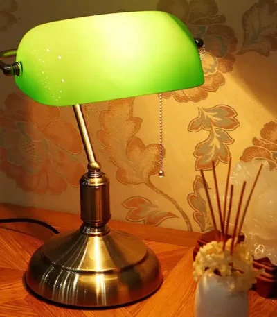 Antique Bronze Fashion Table Lamp American Retro Study Work Reading Desk Lights Green Eye Protection Bedroom Bedside