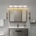 Modern LED mirror light illuminating a stylish bathroom vanity