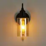 Nordic Retro Amber Glass Wall Lamp Bedside Aisle Lamps Simple Modern with Cable Switch Staircase Lights – side view