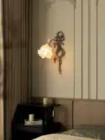 Vintage All Copper Wall Lamp Classical Luxury Flower Lamp Bedside Lamp Aisle Lamp LED Glass Lights Room Decor Lighting