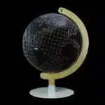 3D LED table lamp with wooden base and acrylic art glowing in a cozy room