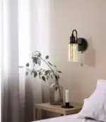 Nordic Retro Amber Glass Wall Lamp Bedside Aisle Lamps Simple Modern with Cable Switch Staircase Lights