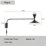 Modern Designer Adjustable Wall lamp Swing Retro Long LED Wall Light Bedroom Bedside Exhibition Hall Background Light