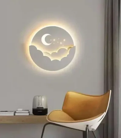 LED Cloud Stars Moon Wall Lamp for Bedroom Bedside Children's Room Kids Creative TV Background Stairway Aisle Pendant Light