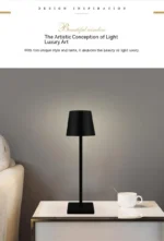 Cordless USB rechargeable table lamp with touch switch on a patio table