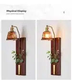 Japanese Style Vintage LED Solid Wood Wall Light with Switch for Dining Room Hotel Aisle Minimalist Retro Atmosphere Wall