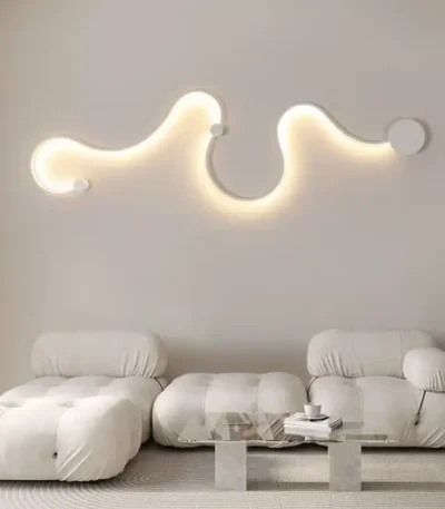 Simple Linear Wall Lamp LED Snake Shaped Decorative Light Three Color Dimming Indoor Lighting Bedside Lantren for Living Room