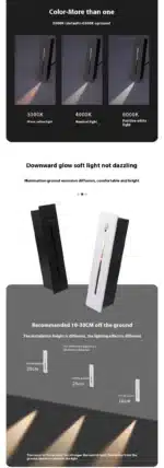 Motion sensor stair lights recessed in wooden steps glowing warm white