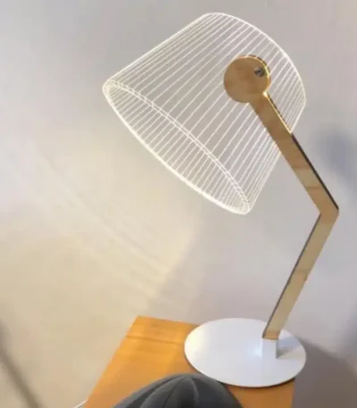 Creative 3D Visual Light, Three-dimensional Wooden Bracket Acrylic LED Light with Switch for Small Table Lamp
