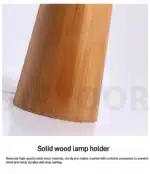 Conical oak floor lamp with wabi-sabi style in a cozy living room