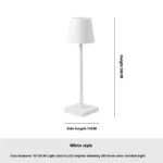 Cordless USB rechargeable table lamp with touch switch on a patio table