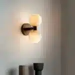 Modern Double Ball Marble Villa Attic Wall Lamp Copper TV wall in the living room lighting Bedroom corridor light – close-up