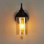 Nordic Retro Amber Glass Wall Lamp Bedside Aisle Lamps Simple Modern with Cable Switch Staircase Lights – styled in a modern