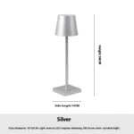 Cordless USB rechargeable table lamp with touch switch on a patio table