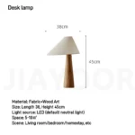 Conical oak floor lamp with wabi-sabi style in a cozy living room