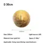 Italian Catellani&Smith Luna W foyer hallway living room bedroom circular gold foil wall lamp – angled view