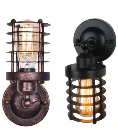 American Simple Loft Wall Light Country Industrial Retro Indoor Wall Lamp for Bedroom Living Room Bar Aisle Wrought Iron