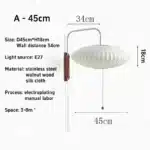 Japanese Style Silk Living Room Wall Lamp Modern and Simple Wire Controlled Switch Homestay Bedroom Bedside Wall Lamp