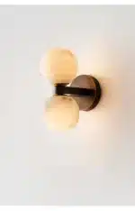 Modern Double Ball Marble Villa Attic Wall Lamp Copper TV wall in the living room lighting Bedroom corridor light – angled