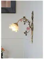 Vintage All Copper Wall Lamp Classical Luxury Flower Lamp Bedside Lamp Aisle Lamp LED Glass Lights Room Decor Lighting