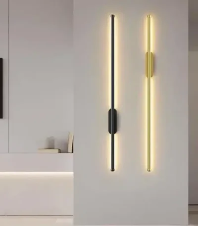 Modern Simple Linear Tube LED Wall Lamp Up Down Background Opposite Wall Light Bedside Foyer Corridor Gold Black LED Sconce