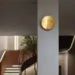 Italian Catellani&Smith Luna W foyer hallway living room bedroom circular gold foil wall lamp – base detail