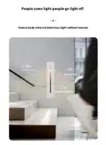 Motion sensor stair lights recessed in wooden steps glowing warm white