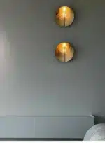 Italian Catellani&Smith Luna W foyer hallway living room bedroom circular gold foil wall lamp – styled in a modern Wall