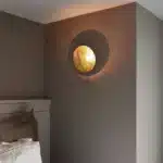 Italian Catellani&Smith Luna W foyer hallway living room bedroom circular gold foil wall lamp – styled in a modern Wall