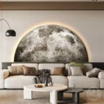 Moon wall lamp 3D sandstone semi-circle wall art for bedroom headboard