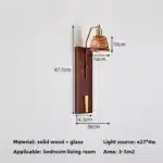 Japanese Style Vintage LED Solid Wood Wall Light with Switch for Dining Room Hotel Aisle Minimalist Retro Atmosphere Wall