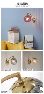 LED Colored Watermelon Glass Wall Lamp Bedroom Bedside Decoration Lamp Living Room Study Lighting – close-up detail