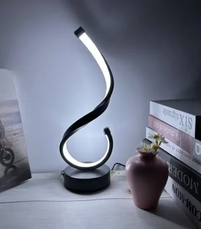 A modern twisting digital No.6 desktop table lamp, USB-powered with three-color dimming, suitable for bedroom, study, and