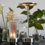 Modern USB table lamp with charging port on a wooden desk