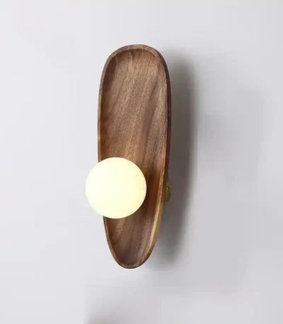 Wooden Wall Lamps Vintage Living Room Glass Wall Lights Doorway Hallway Wall Lamp for Room Decor Fixture LED