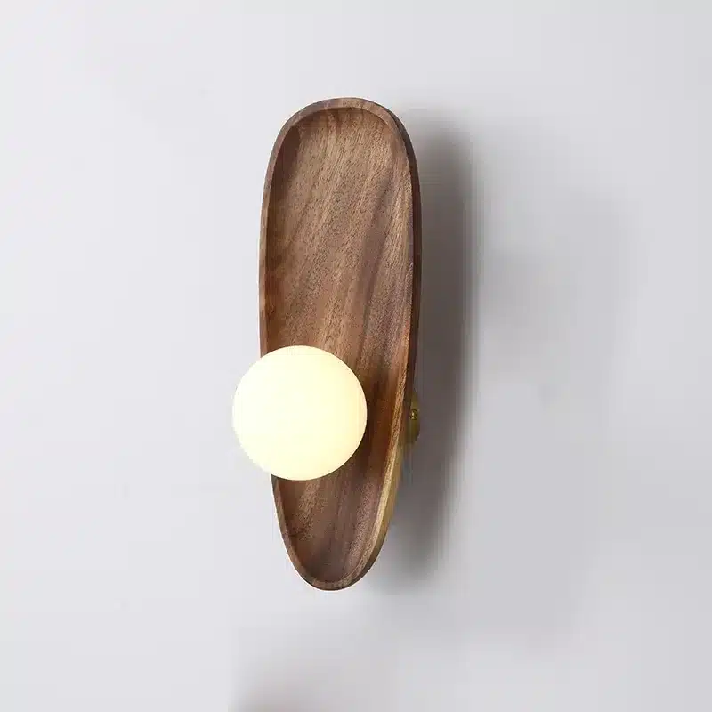 Wooden Wall Lamps Vintage Living Room Glass Wall Lights Doorway Hallway Wall Lamp for Room Decor Fixture LED