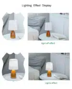 Milkshake bedside table lamp with warm LED light on a nightstand in a cozy bedroom