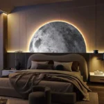 Moon wall lamp 3D sandstone semi-circle wall art for bedroom headboard